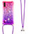 Silikon Hülle Handyhülle Gummi Schutzhülle Flexible Tasche Bling-Bling mit Schlüsselband Lanyard S01 für Samsung Galaxy A01 SM-A015