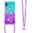 Silikon Hülle Handyhülle Gummi Schutzhülle Flexible Tasche Bling-Bling mit Schlüsselband Lanyard S01 für Samsung Galaxy A02