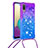 Silikon Hülle Handyhülle Gummi Schutzhülle Flexible Tasche Bling-Bling mit Schlüsselband Lanyard S01 für Samsung Galaxy A02 Violett