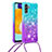 Silikon Hülle Handyhülle Gummi Schutzhülle Flexible Tasche Bling-Bling mit Schlüsselband Lanyard S01 für Samsung Galaxy A04s Hellblau