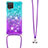 Silikon Hülle Handyhülle Gummi Schutzhülle Flexible Tasche Bling-Bling mit Schlüsselband Lanyard S01 für Samsung Galaxy A12 5G