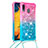 Silikon Hülle Handyhülle Gummi Schutzhülle Flexible Tasche Bling-Bling mit Schlüsselband Lanyard S01 für Samsung Galaxy A20 Rosa