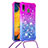 Silikon Hülle Handyhülle Gummi Schutzhülle Flexible Tasche Bling-Bling mit Schlüsselband Lanyard S01 für Samsung Galaxy A20 Violett