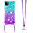 Silikon Hülle Handyhülle Gummi Schutzhülle Flexible Tasche Bling-Bling mit Schlüsselband Lanyard S01 für Samsung Galaxy A22 5G