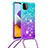Silikon Hülle Handyhülle Gummi Schutzhülle Flexible Tasche Bling-Bling mit Schlüsselband Lanyard S01 für Samsung Galaxy A22s 5G