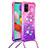 Silikon Hülle Handyhülle Gummi Schutzhülle Flexible Tasche Bling-Bling mit Schlüsselband Lanyard S01 für Samsung Galaxy A51 4G Pink