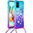 Silikon Hülle Handyhülle Gummi Schutzhülle Flexible Tasche Bling-Bling mit Schlüsselband Lanyard S01 für Samsung Galaxy A71 4G A715 Hellblau