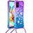 Silikon Hülle Handyhülle Gummi Schutzhülle Flexible Tasche Bling-Bling mit Schlüsselband Lanyard S01 für Samsung Galaxy A71 4G A715 Violett