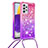 Silikon Hülle Handyhülle Gummi Schutzhülle Flexible Tasche Bling-Bling mit Schlüsselband Lanyard S01 für Samsung Galaxy A73 5G