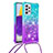 Silikon Hülle Handyhülle Gummi Schutzhülle Flexible Tasche Bling-Bling mit Schlüsselband Lanyard S01 für Samsung Galaxy A73 5G Hellblau