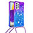 Silikon Hülle Handyhülle Gummi Schutzhülle Flexible Tasche Bling-Bling mit Schlüsselband Lanyard S01 für Samsung Galaxy A73 5G Violett