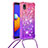 Silikon Hülle Handyhülle Gummi Schutzhülle Flexible Tasche Bling-Bling mit Schlüsselband Lanyard S01 für Samsung Galaxy M01 Core