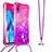 Silikon Hülle Handyhülle Gummi Schutzhülle Flexible Tasche Bling-Bling mit Schlüsselband Lanyard S01 für Samsung Galaxy M10