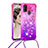 Silikon Hülle Handyhülle Gummi Schutzhülle Flexible Tasche Bling-Bling mit Schlüsselband Lanyard S01 für Samsung Galaxy M21 Pink