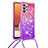 Silikon Hülle Handyhülle Gummi Schutzhülle Flexible Tasche Bling-Bling mit Schlüsselband Lanyard S01 für Samsung Galaxy M32 5G