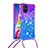 Silikon Hülle Handyhülle Gummi Schutzhülle Flexible Tasche Bling-Bling mit Schlüsselband Lanyard S01 für Samsung Galaxy M51 Violett