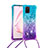 Silikon Hülle Handyhülle Gummi Schutzhülle Flexible Tasche Bling-Bling mit Schlüsselband Lanyard S01 für Samsung Galaxy M60s Hellblau