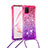 Silikon Hülle Handyhülle Gummi Schutzhülle Flexible Tasche Bling-Bling mit Schlüsselband Lanyard S01 für Samsung Galaxy M60s Pink