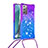 Silikon Hülle Handyhülle Gummi Schutzhülle Flexible Tasche Bling-Bling mit Schlüsselband Lanyard S01 für Samsung Galaxy Note 20 5G Violett