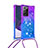 Silikon Hülle Handyhülle Gummi Schutzhülle Flexible Tasche Bling-Bling mit Schlüsselband Lanyard S01 für Samsung Galaxy Note 20 Ultra 5G Violett