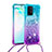 Silikon Hülle Handyhülle Gummi Schutzhülle Flexible Tasche Bling-Bling mit Schlüsselband Lanyard S01 für Samsung Galaxy S10 Lite Hellblau
