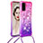 Silikon Hülle Handyhülle Gummi Schutzhülle Flexible Tasche Bling-Bling mit Schlüsselband Lanyard S01 für Samsung Galaxy S20 Pink