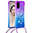 Silikon Hülle Handyhülle Gummi Schutzhülle Flexible Tasche Bling-Bling mit Schlüsselband Lanyard S01 für Samsung Galaxy S20 Violett