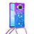 Silikon Hülle Handyhülle Gummi Schutzhülle Flexible Tasche Bling-Bling mit Schlüsselband Lanyard S01 für Xiaomi Mi 10T Lite 5G Violett