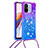 Silikon Hülle Handyhülle Gummi Schutzhülle Flexible Tasche Bling-Bling mit Schlüsselband Lanyard S01 für Xiaomi Redmi 12C 4G