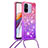 Silikon Hülle Handyhülle Gummi Schutzhülle Flexible Tasche Bling-Bling mit Schlüsselband Lanyard S01 für Xiaomi Redmi 12C 4G Pink