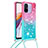 Silikon Hülle Handyhülle Gummi Schutzhülle Flexible Tasche Bling-Bling mit Schlüsselband Lanyard S01 für Xiaomi Redmi 12C 4G Rosa