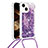 Silikon Hülle Handyhülle Gummi Schutzhülle Flexible Tasche Bling-Bling mit Schlüsselband Lanyard S02 für Apple iPhone 13