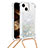 Silikon Hülle Handyhülle Gummi Schutzhülle Flexible Tasche Bling-Bling mit Schlüsselband Lanyard S02 für Apple iPhone 15