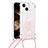 Silikon Hülle Handyhülle Gummi Schutzhülle Flexible Tasche Bling-Bling mit Schlüsselband Lanyard S02 für Apple iPhone 15 Rosa
