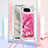 Silikon Hülle Handyhülle Gummi Schutzhülle Flexible Tasche Bling-Bling mit Schlüsselband Lanyard S02 für Google Pixel 8 5G Pink