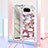 Silikon Hülle Handyhülle Gummi Schutzhülle Flexible Tasche Bling-Bling mit Schlüsselband Lanyard S02 für Google Pixel 8 5G Rot