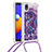 Silikon Hülle Handyhülle Gummi Schutzhülle Flexible Tasche Bling-Bling mit Schlüsselband Lanyard S02 für Samsung Galaxy A01 Core Violett