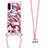 Silikon Hülle Handyhülle Gummi Schutzhülle Flexible Tasche Bling-Bling mit Schlüsselband Lanyard S02 für Samsung Galaxy A01 SM-A015 Rot