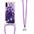 Silikon Hülle Handyhülle Gummi Schutzhülle Flexible Tasche Bling-Bling mit Schlüsselband Lanyard S02 für Samsung Galaxy A01 SM-A015 Violett