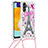 Silikon Hülle Handyhülle Gummi Schutzhülle Flexible Tasche Bling-Bling mit Schlüsselband Lanyard S02 für Samsung Galaxy A04s Plusfarbig