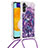 Silikon Hülle Handyhülle Gummi Schutzhülle Flexible Tasche Bling-Bling mit Schlüsselband Lanyard S02 für Samsung Galaxy A04s Violett