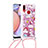 Silikon Hülle Handyhülle Gummi Schutzhülle Flexible Tasche Bling-Bling mit Schlüsselband Lanyard S02 für Samsung Galaxy A10s Rot