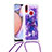 Silikon Hülle Handyhülle Gummi Schutzhülle Flexible Tasche Bling-Bling mit Schlüsselband Lanyard S02 für Samsung Galaxy A10s Violett