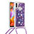 Silikon Hülle Handyhülle Gummi Schutzhülle Flexible Tasche Bling-Bling mit Schlüsselband Lanyard S02 für Samsung Galaxy A11