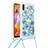 Silikon Hülle Handyhülle Gummi Schutzhülle Flexible Tasche Bling-Bling mit Schlüsselband Lanyard S02 für Samsung Galaxy A11 Hellblau