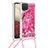 Silikon Hülle Handyhülle Gummi Schutzhülle Flexible Tasche Bling-Bling mit Schlüsselband Lanyard S02 für Samsung Galaxy A12 Pink