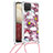 Silikon Hülle Handyhülle Gummi Schutzhülle Flexible Tasche Bling-Bling mit Schlüsselband Lanyard S02 für Samsung Galaxy A12 Rot