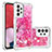 Silikon Hülle Handyhülle Gummi Schutzhülle Flexible Tasche Bling-Bling mit Schlüsselband Lanyard S02 für Samsung Galaxy A13 4G Pink