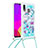 Silikon Hülle Handyhülle Gummi Schutzhülle Flexible Tasche Bling-Bling mit Schlüsselband Lanyard S02 für Samsung Galaxy A20 Hellblau