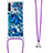 Silikon Hülle Handyhülle Gummi Schutzhülle Flexible Tasche Bling-Bling mit Schlüsselband Lanyard S02 für Samsung Galaxy A21 European Blau